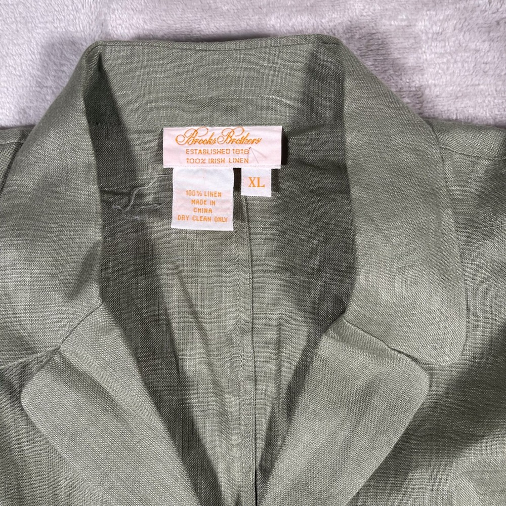 Brooks Brothers Womens Blouse 100% Irish Linen Coastal Summer Lightweight XL Grn - Picture 2 of 6
